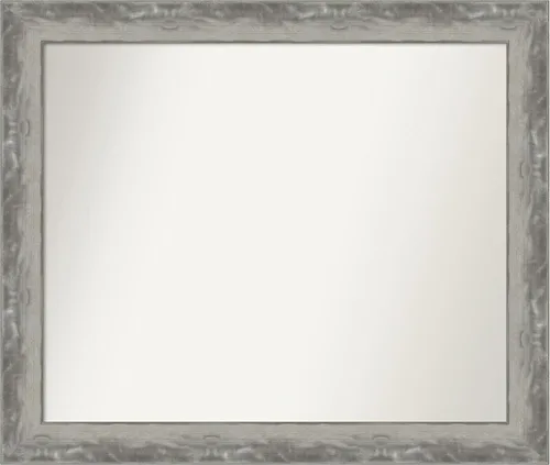 Vista 429 de Amanti Art Espejo de baño plateado para sobre el fregadero, 24 x 24 pulgadas, espejo cuadrado de peltre forjado a medida, marco de madera casual