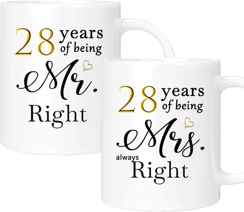 Vista 14 de Juego de 2 tazas de café para el 10º aniversario, regalos de boda para parejas, padres, hombres, mujeres, marido, esposa, él, ella, caja de regalo