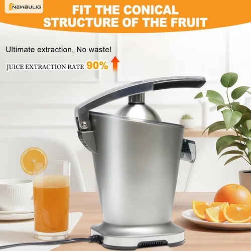 Vista 12 de NEWBULIG Exprimidor eléctrico de cítricos, exprimidor automático de naranja con mango de agarre suave, máquinas extractoras de jugo de naranja
