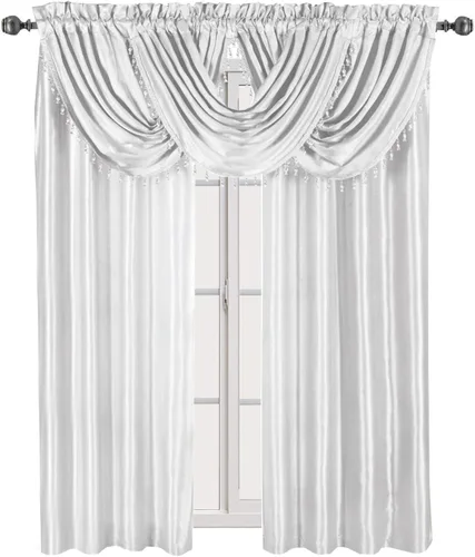 Vista 3 de sheetsnthings Soho - Juego de 5 piezas de tratamiento de ventana con bolsillo para barra, 2 paneles (108 pulgadas de largo) y 3 cenefas de cascada