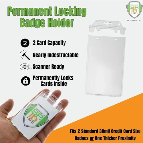 Vista 2 de Specialist ID - Funda de plástico duro para tarjeta de identificación, vertical, cierre permanente