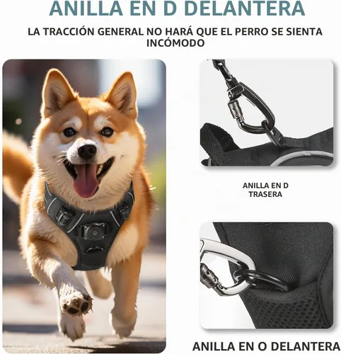 Vista 4 de Arnés para perro con soporte AirTag 100% impermeable, chaleco para perro AirTag (negro, S) No-Pull No-Choke, Fully waterproof built-in AirTag