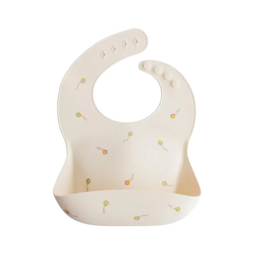 Vista 124 de Mushie - Babero de silicona para bebé, ajustable y resistente al agua (abejas) De 4 a 24 meses, lavable a máquina, correa ajustable