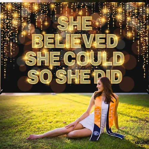 Vista 2 de KatchOn, Cartel XtraLarge She Believed She Could So She Did, 72 x 44 pulgadas, pancarta de felicitaciones, decoraciones de felicitación
