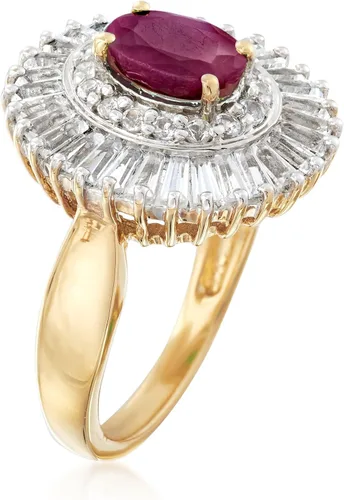 Vista 3 de Ross-Simons 1.50 Carat Ruby and 2.00 ct. t.w. White Topaz Ring in 18kt Gold Over Sterling