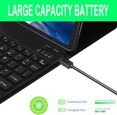 Vista 5 de Funda con teclado para Samsung Galaxy Tab A11 Plus / A9 Plus de 11 pulgadas, con retroiluminación Bluetooth A9+ con soporte para bolígrafo S