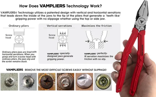 Vista 6 de VAMPLIERS Alicates de corte lateral de 9" para operarios con crimpador. Fabricados en Japón. Diseño de alto apalancamiento y resistencia