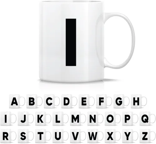 Vista 9 de Retreez Taza con monograma con monograma del alfabeto de la A a la Z con inicial, tazas de café de cerámica de 11 onzas – Agradecimiento