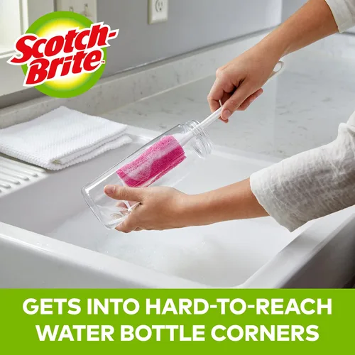 Vista 3 de Scotch-Brite Limpiador de botellas de agua, seguro en vidrio, plástico y acero inoxidable (paquete de 2)