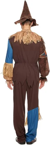 Vista 6 de EraSpooky Disfraz de espantapájaros para hombre, kit de mago de paja de Halloween de lujo