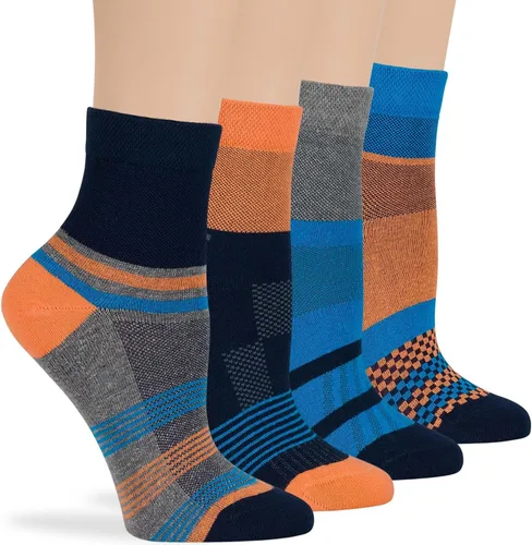 Vista 18 de 7BIGSTARS KINGDOM Women's Cotton Quarter Non-Binding Diabetic Fashion Socks-L-M-4 Pack-Multicolor