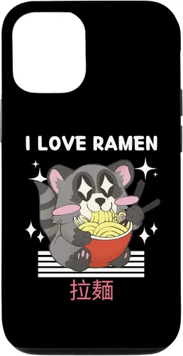 Vista 26 de iPhone 16 I Love Ramen Cute Kawaii Raccoon Eats Ramen Japanese Anime Case