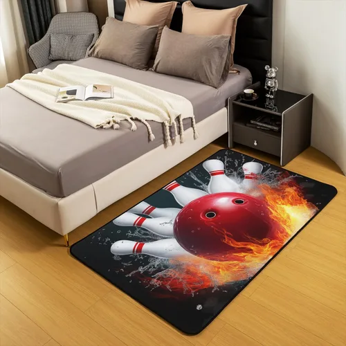 Vista 3 de Erosebridal Alfombra de área de fiesta de bolos para niños y niñas, alfombra de sala de estar de 3 x 5, alfombra con marco de agua y fuego