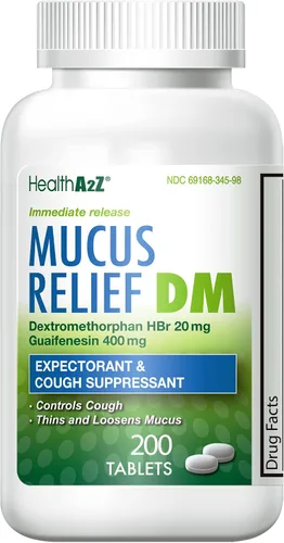 Vista 9 de HealthA2Z® Alivio de la mucosidad DM Dextrometorfano HBr 20 mg Guaifenesina 400mg Sin benceno Tos, liberación inmediata, sin recubrimiento