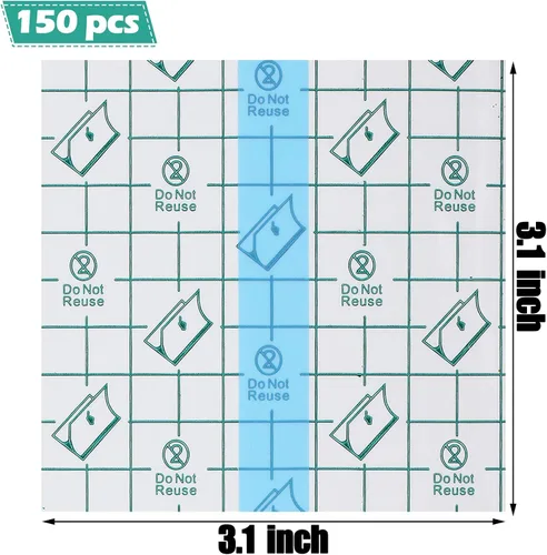 Vista 2 de Vendas adhesivas elásticas e impermeables, películas transparentes, 150 unidades (3.1 x 3.1 pulgadas)