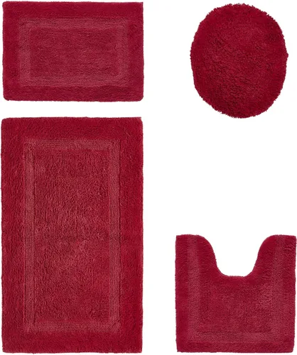 Vista 52 de Better Trends - Juego de 2 alfombras de baño 100% algodón, extra suaves, con borlas, de 17" x 24", alfombra de baño superabsorbente y reversible