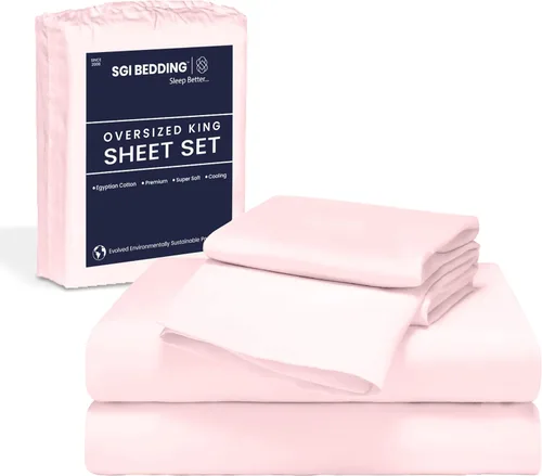 Vista 13 de SGI Bedding 108" x 108" Juego de sábanas de 4 piezas de tamaño Alaskan King de 1000 hilos 100% de algodón egipcio - Sábanas de bolsillo profundo