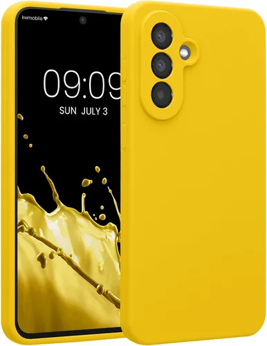 Vista 143 de kwmobile Funda compatible con Samsung Galaxy A13 4G - Funda delgada de silicona TPU - Acabado suave al tacto - Amarillo radiante