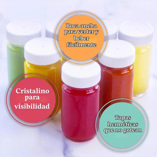 Vista 5 de Botellas de vidrio prémium con tapas, boca ancha, transparente, 2 onzas