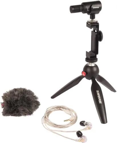 Vista 15 de Kit de video Shure MV88+ - Micrófono condensador estéreo digital para Apple y Android, con trípode Manfrotto PIXI, pinza para teléfono, montaje