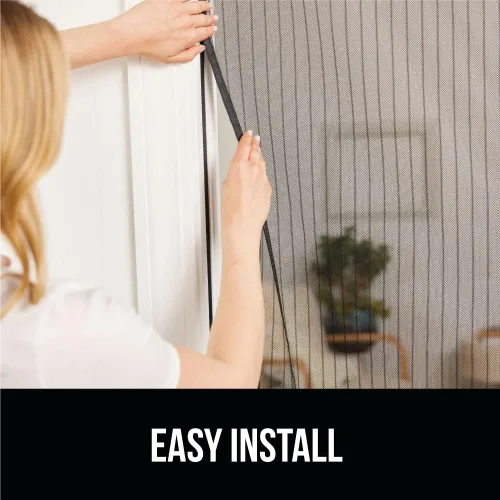 Vista 5 de GORILLA GRIP Puerta mosquitera magnética, cortina de malla manos libres mantiene fuera insectos y mosquitos, cierre magnético automático, cubierta