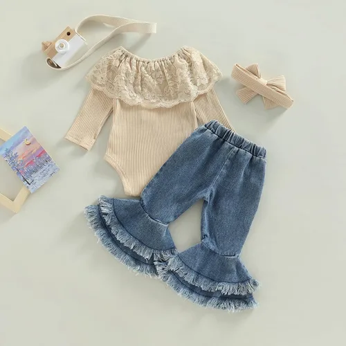 Vista 7 de fhutpw Ropa para bebé recién nacida, conjunto de 3 piezas para otoño e invierno