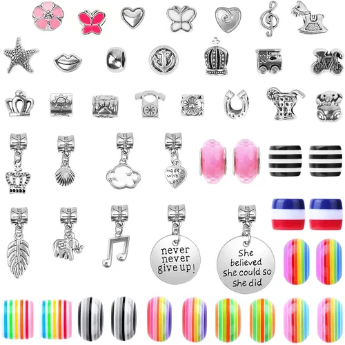 Vista 5 de Acejoz Kit de 85 pulseras con dijes, cuentas para adultos y principiantes