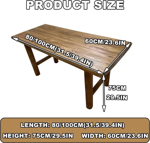 Vista 2 de Mesa de comedor contemporánea de madera maciza, escritorio rectangular, adecuada para 6 personas, para cenas, fiestas, cafeterías, restaurantes