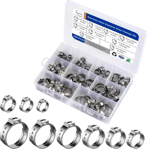 Vista 14 de Herramienta de abrazadera de cincha PEX para abrazaderas de acero inoxidable de 3/8" a 1", con 20 piezas de anillos de abrazadera de cincha PEX
