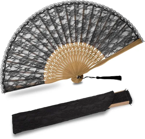 Vista 12 de Ventilador de mano plegable para mujer, ventilador de mano chino japonés 001