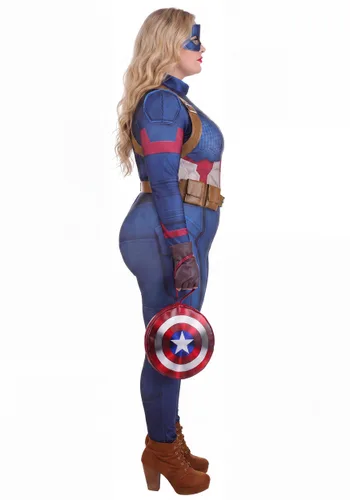Vista 4 de Disfraz Deluxe de Capitán América para Mujer Talla Plus Marvel Avengers: Endgame Multicolor