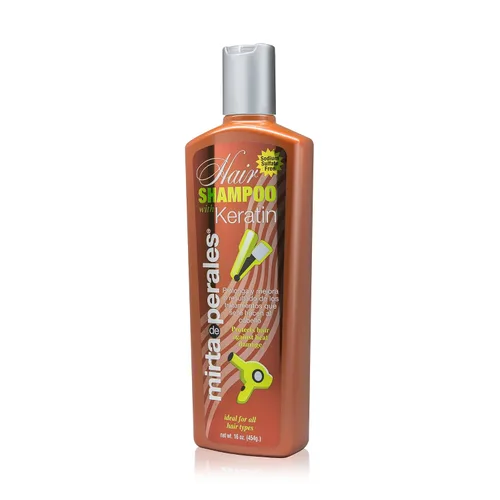 Vista 3 de Mirta De Perales Champú con queratina para cabello normal, seco y dañado Limpiador suave sin sulfatos con queratina hidrolizada y vitamina B5