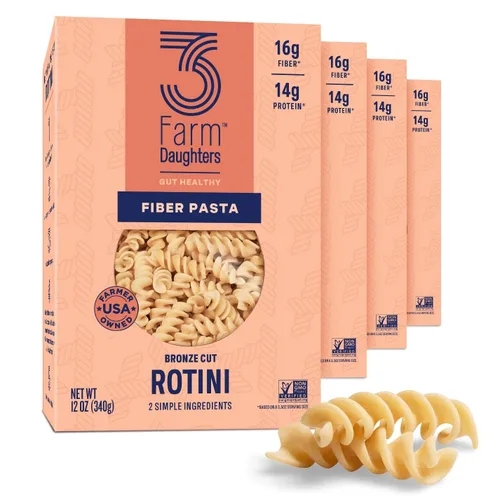 Vista 10 de Three Farm Daughters High Fiber Rotini Pasta, 12 oz. (2 Pack) Gut Healthy, Low GI, High Fiber Noodles, More Protein & Lower Net Carb, Made in the