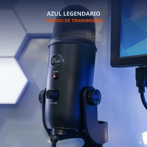 Vista 3 de Blue Yeti USB Mic para grabar y transmitir en PC y Mac, 3 cápsulas de condensador, 4 patrones de captación, salida de auriculares y control