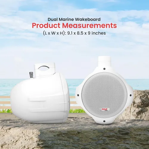 Vista 3 de Pyle Altavoces de torre de wakeboard marinos impermeables – 6.5 pulgadas – 1 par – PLMRW65 (blanco) & Amplificador marino Hydra – Amplificador