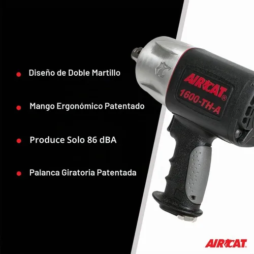 Vista 3 de AIRCAT Herramientas neumáticas 1600-TH-A: Llave de impacto compuesta 1600 ft-lbs - 3/4 pulgadas
