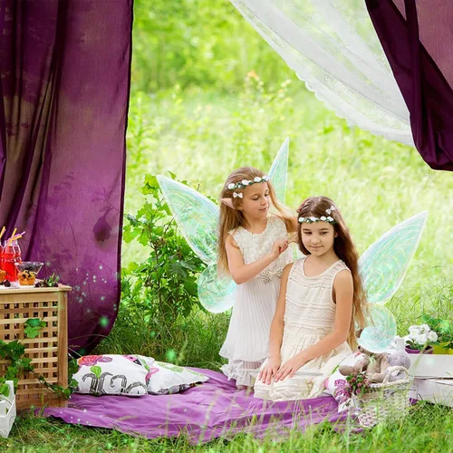 Vista 7 de 7PCS Fairy Wings Dress Up,Sparkling Sheer Wings Butterfly Fairy Halloween Costume Angel Wings for Kids Girls Women