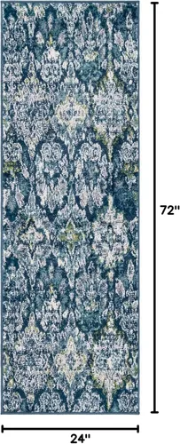 Vista 2 de Unique Loom Sumter Collection - Alfombra de área Brewton (2 pies x 6 pies, azul marino/azul)