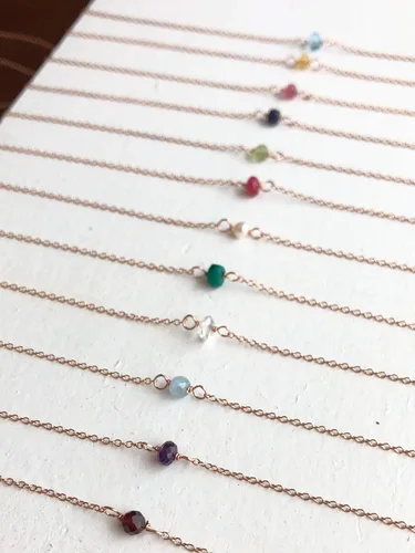 Vista 14 de Gargantilla de piedra natal – Regalo de cumpleaños, regalo para niña, mujer, amiga, hija, esposa, mamá, ella, joyas de piedras preciosas para uso