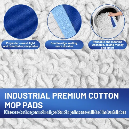 Vista 7 de 36" Mopa comercial para polvo: Escoba de polvo seco para limpieza de pisos de madera dura - 2 almohadillas de mopa reutilizables, mango largo de 59