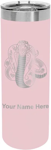 Vista 13 de LaserGram Vaso delgado aislado al vacío de 22 onzas, serpiente cobra, grabado personalizado incluido (negro)