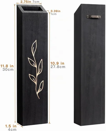 Vista 4 de Juego de 4 macetas de madera para pared Decoración de pared bohemia con acabado negro para entrada, pasillo, baño, sala de estar, comedor