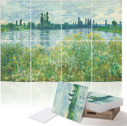 Vista 19 de PINWELIFE® Paneles acústicos de arte de pared, paneles absorbentes a prueba de sonido, para el hogar y la oficina, amortiguación decorativa
