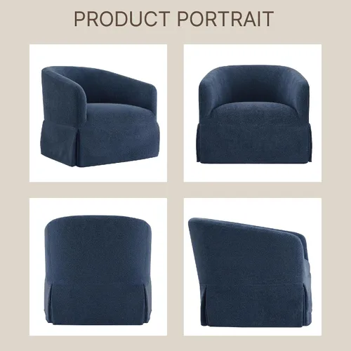 Vista 4 de KISLOT Silla giratoria moderna, silla de barril, azul marino