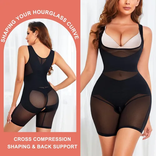 Vista 2 de REYEOGO Faja moldeadora para mujer, para control de abdomen, moldeadora de cuerpo completo a medio muslo para levantar glúteos y adelgazar los muslos