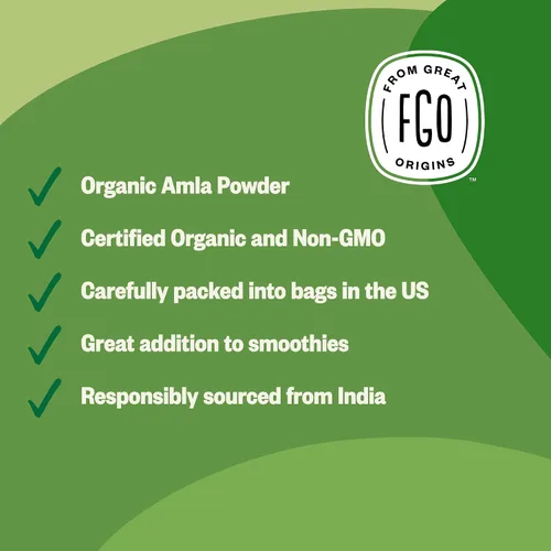 Vista 6 de FGO Polvo orgánico de amla, 8 onzas, grosella espinosa india orgánica USDA (Amalaki), sin OGM, vitamina C natural - 100 % cruda y natural