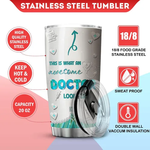 Vista 7 de Vaso personalizado Cool Things For Doctors This Is What An Awesome Doctor Looks Like Taza de acero inoxidable Medical MD regalos para hombres