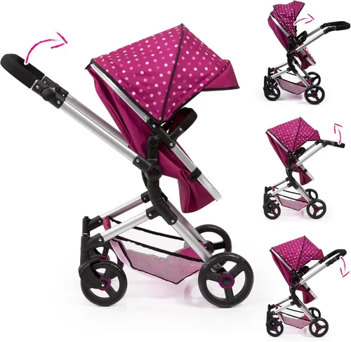 Vista 6 de Bayer Design City Baby Doll Pram, rosa oscuro