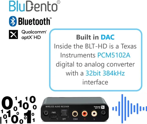 Vista 5 de BLT-HD LDAC/aptX Receptor Bluetooth 5.4 sin pérdida, de largo alcance, RCA