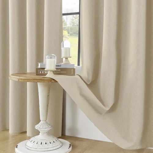 Vista 124 de ChrisDowa Cortinas 100% Opacas de Abedul Sólido de 45 Pulgadas de Largo, 2 Paneles para Dormitorio y Sala de Estar, Estilo Granja Oscurecedoras